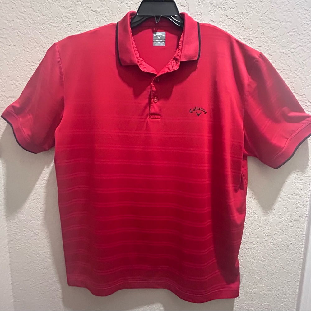 Callaway Mens Polo Shirt Size XL-Red Opti-Dri Golf Performance Short Sleeve Logo
